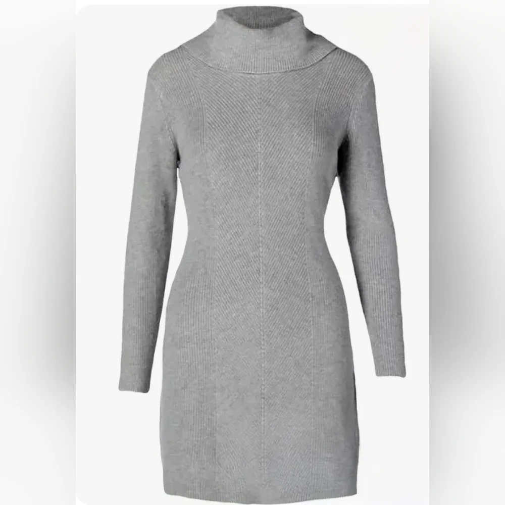 Lauren Ralph Lauren Gray Knit Turtleneck Sweater Dress Size Small